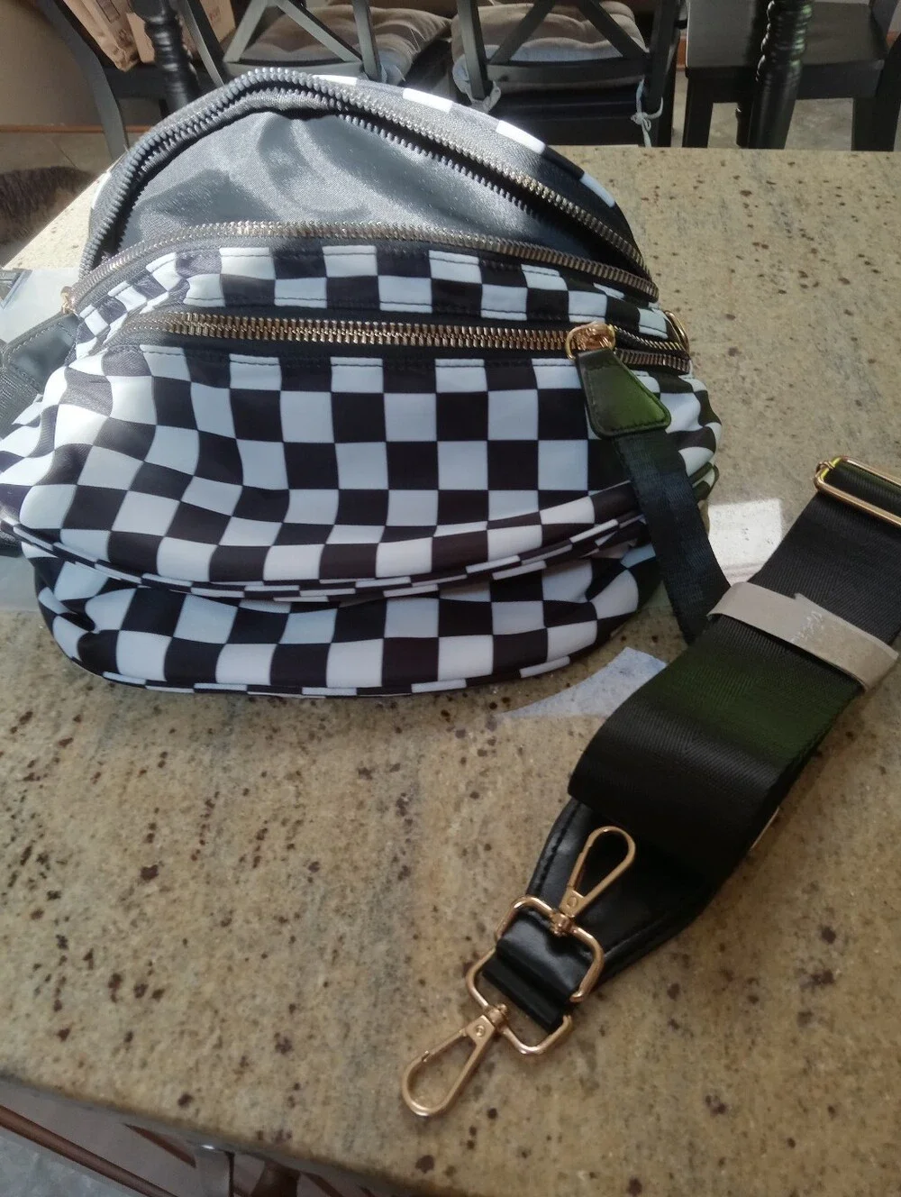 Black & White Checkered Bum Bag Comes With Matching Jewlery